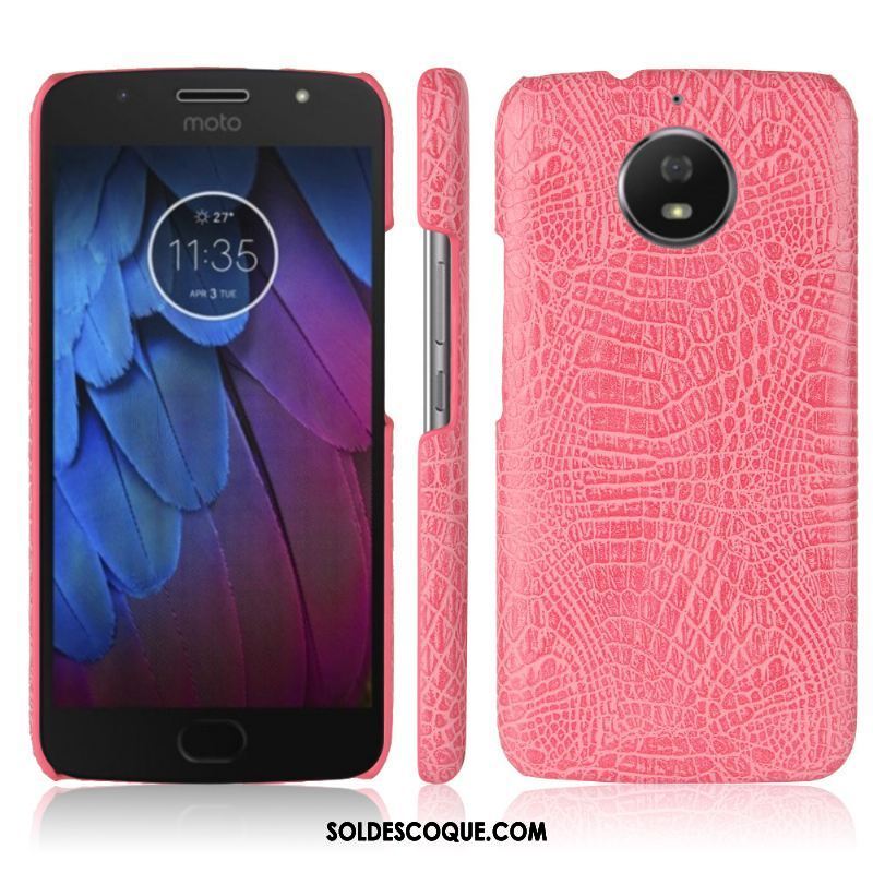 Coque Moto G5s Plus Téléphone Portable Rose Crocodile Modèle Cuir Étui En Cuir Pas Cher