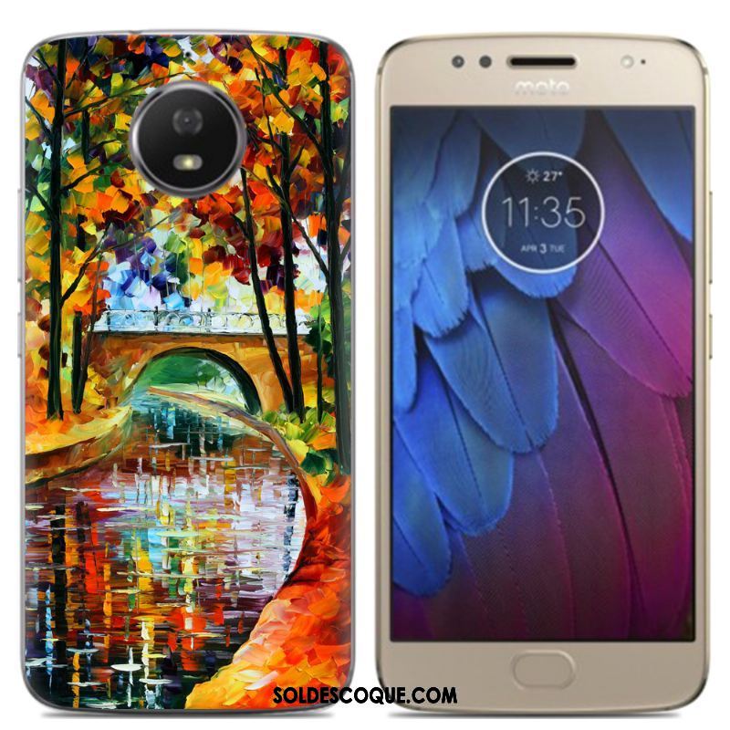 Coque Moto G5s Téléphone Portable Peinture À L'huile Offre Spéciale Très Mince Jaune Housse En Vente