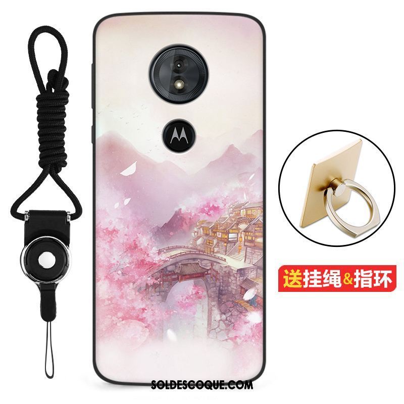 Coque Moto G6 Play Peinture Rose Personnalité Téléphone Portable Créatif Housse Pas Cher