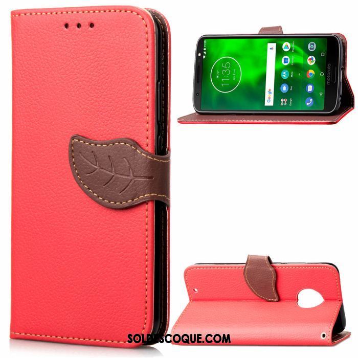 Coque Moto G6 Téléphone Portable Silicone Rouge Créatif Feuille En Vente