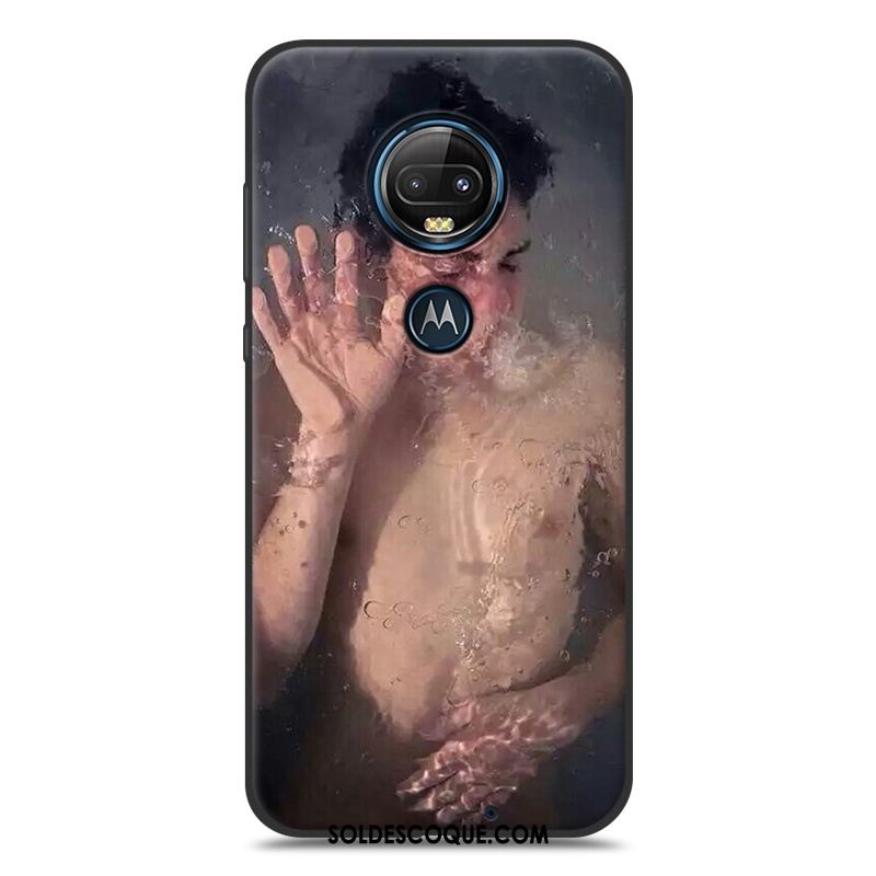 Coque Moto G7 Amoureux Noir Jaune Silicone Dessin Animé Housse Pas Cher