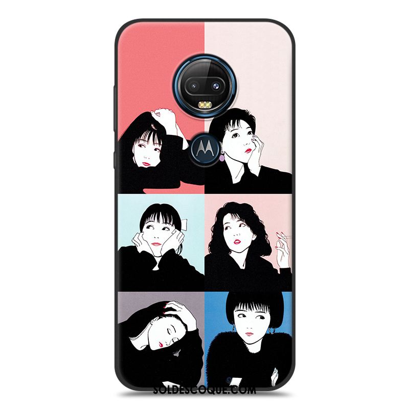 Coque Moto G7 Amoureux Noir Jaune Silicone Dessin Animé Housse Pas Cher