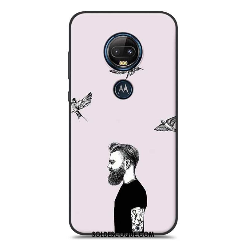 Coque Moto G7 Amoureux Noir Jaune Silicone Dessin Animé Housse Pas Cher