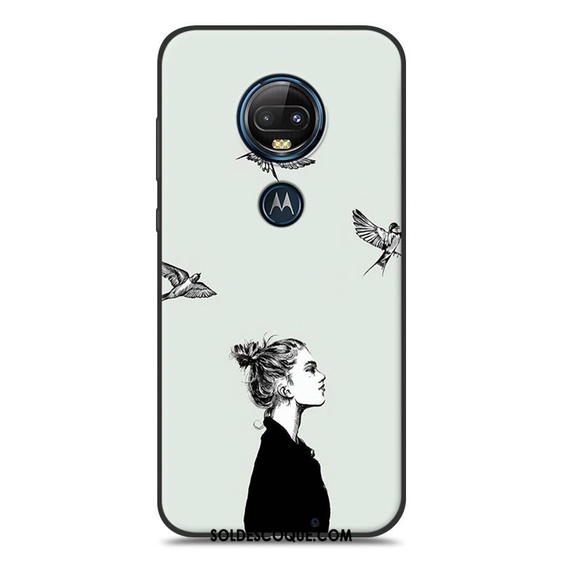 Coque Moto G7 Amoureux Noir Jaune Silicone Dessin Animé Housse Pas Cher