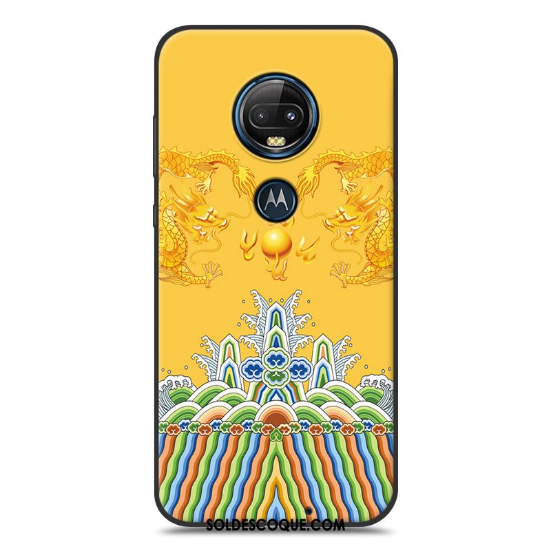 Coque Moto G7 Amoureux Noir Jaune Silicone Dessin Animé Housse Pas Cher