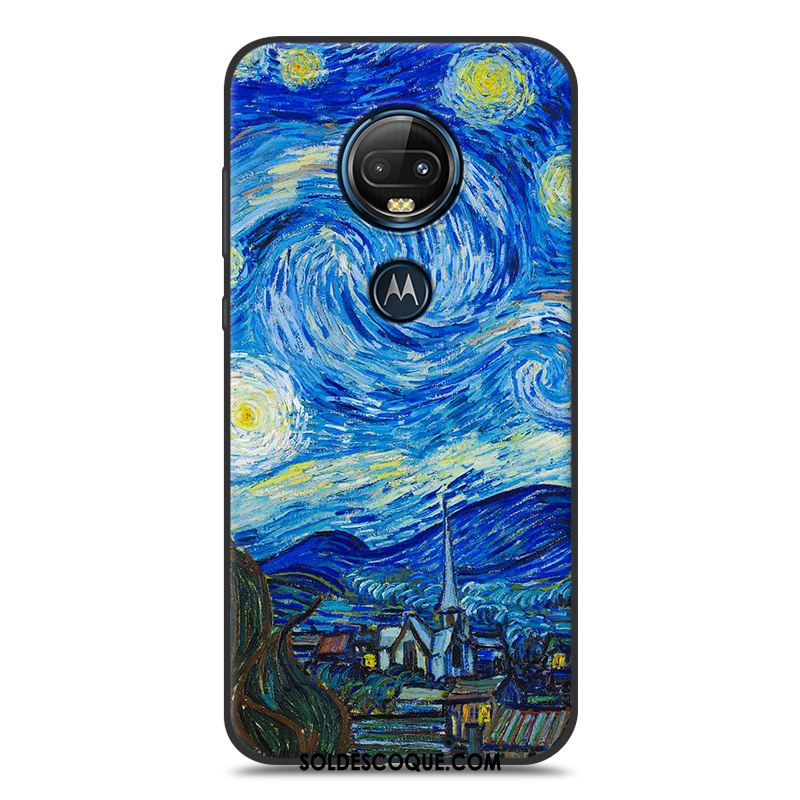 Coque Moto G7 Nouveau Silicone Bleu Noir Étui Housse France