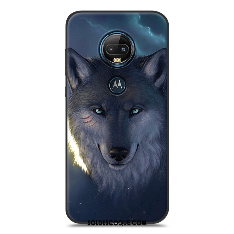 Coque Moto G7 Nouveau Silicone Bleu Noir Étui Housse France