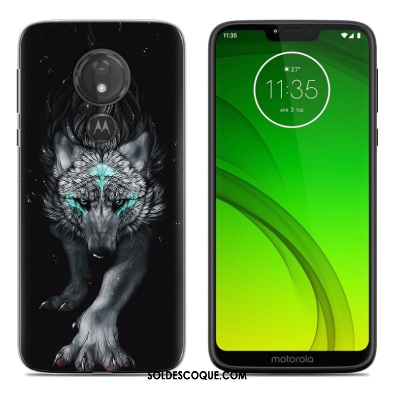 Coque Moto G7 Peinture Tout Compris Fluide Doux Noir Étui En Vente