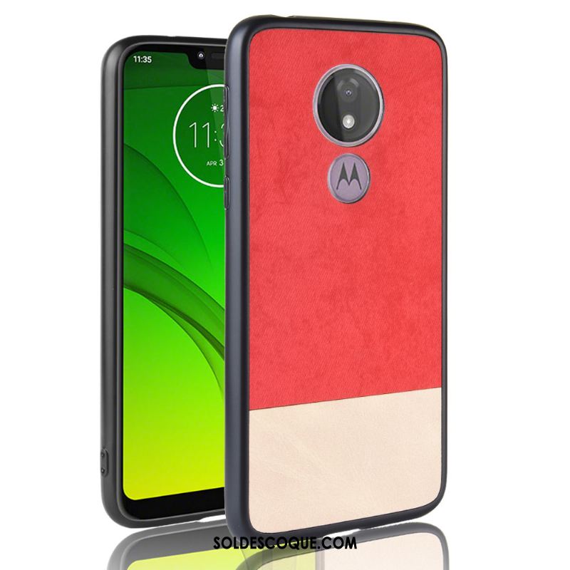 Coque Moto G7 Play Incassable Rouge Délavé En Daim Étui Europe Soldes