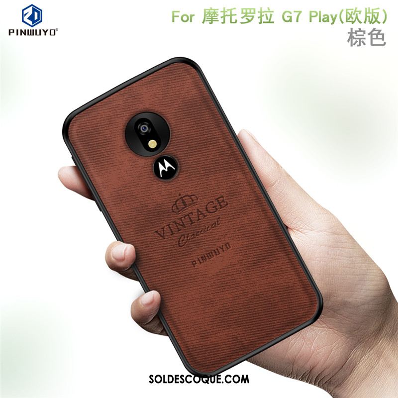 Coque Moto G7 Play Téléphone Portable Bleu Tissu Étui Europe En Vente