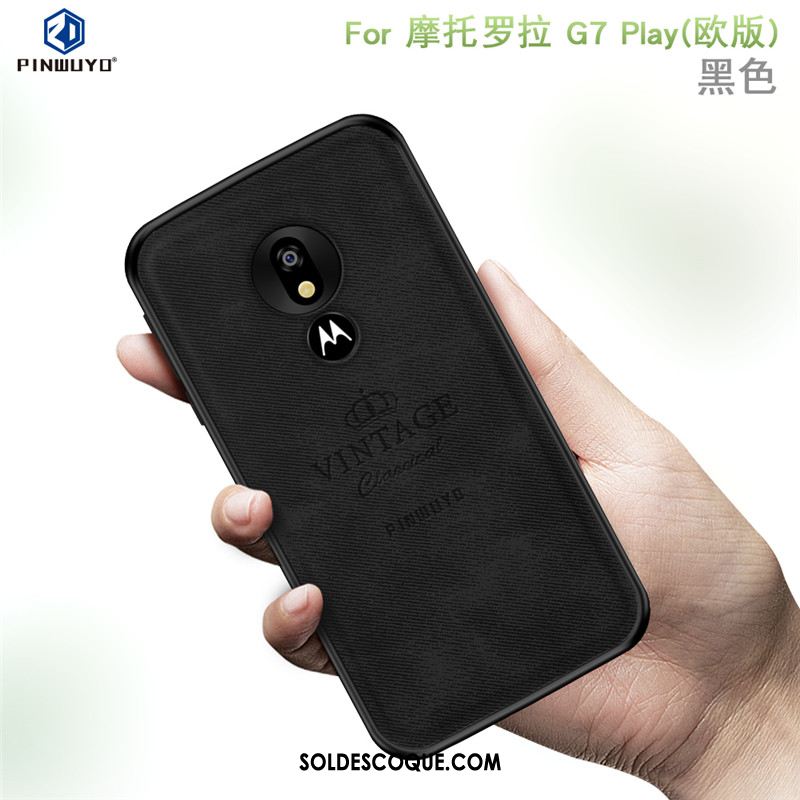 Coque Moto G7 Play Téléphone Portable Bleu Tissu Étui Europe En Vente