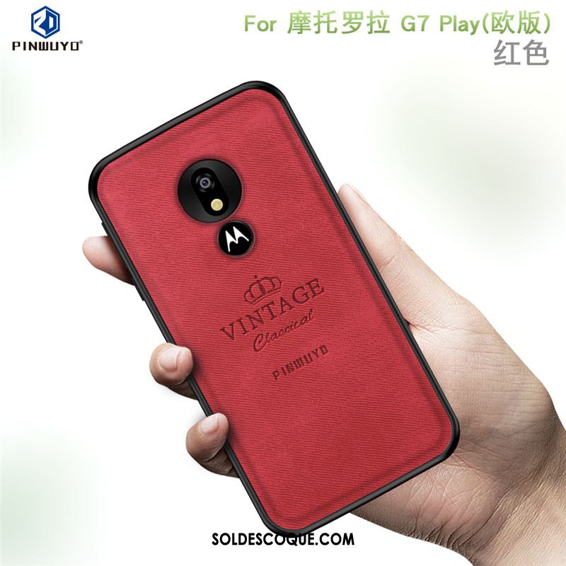 Coque Moto G7 Play Téléphone Portable Bleu Tissu Étui Europe En Vente