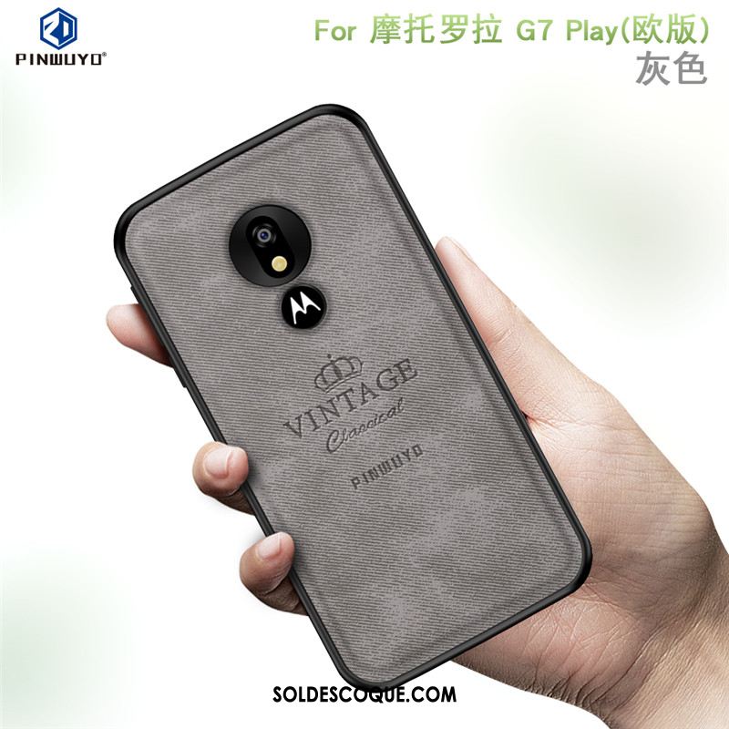 Coque Moto G7 Play Téléphone Portable Bleu Tissu Étui Europe En Vente