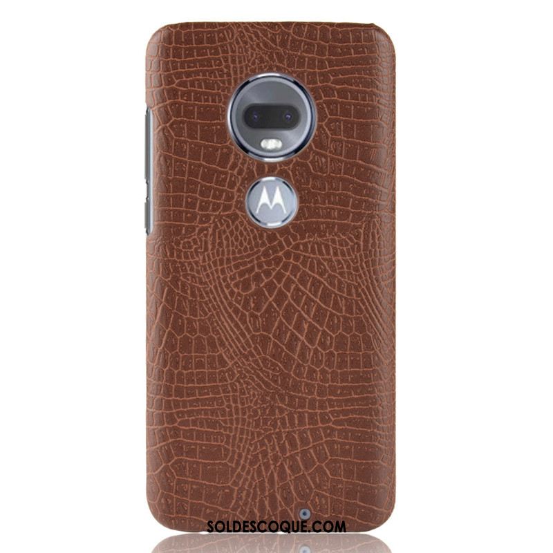 Coque Moto G7 Plus Crocodile Modèle Difficile Bleu Marin Protection Incassable Soldes