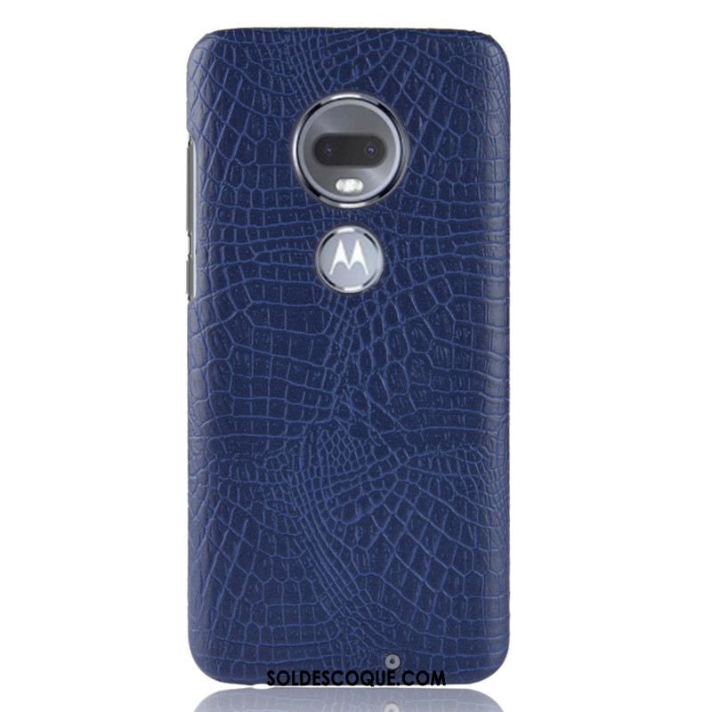 Coque Moto G7 Plus Crocodile Modèle Difficile Bleu Marin Protection Incassable Soldes