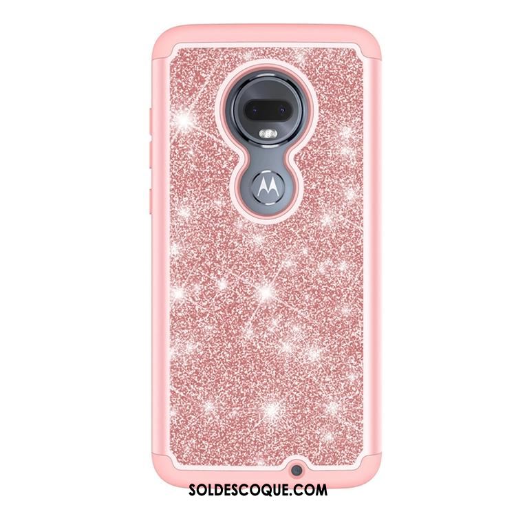 Coque Moto G7 Plus Cuir Fluide Doux Violet Créatif Rose En Vente