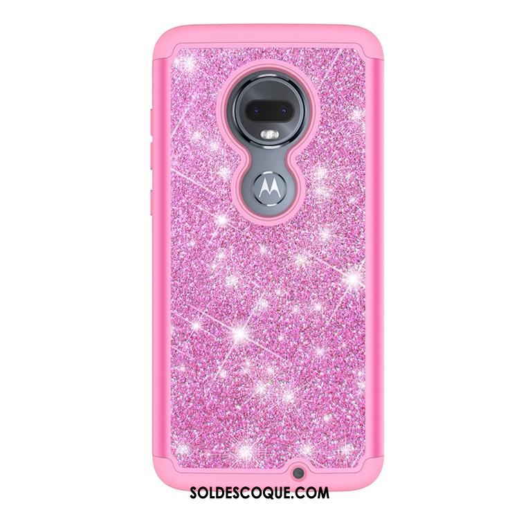 Coque Moto G7 Plus Cuir Fluide Doux Violet Créatif Rose En Vente