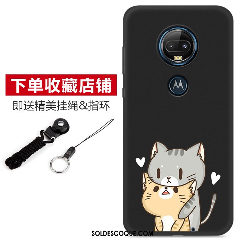 Coque Moto G7 Protection Silicone Noir Délavé En Daim Étui Pas Cher