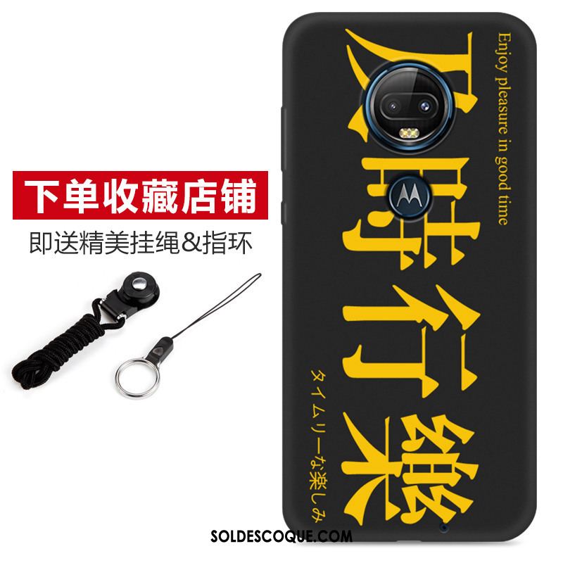 Coque Moto G7 Protection Silicone Noir Délavé En Daim Étui Pas Cher