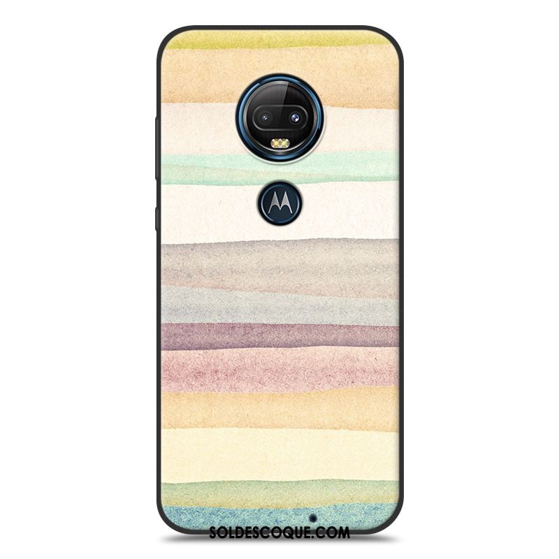 Coque Moto G7 Silicone Noir Étui Rose Nouveau Soldes