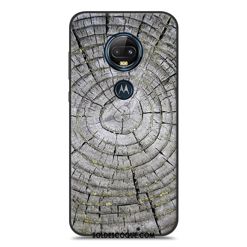 Coque Moto G7 Simple Personnalité Grain De Bois Peinture Silicone Pas Cher