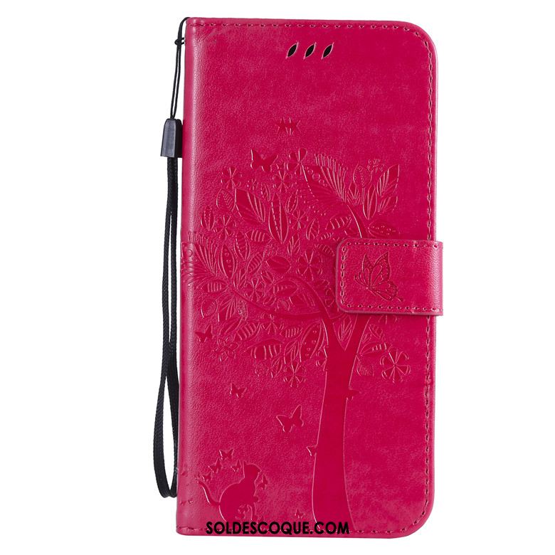 Coque Moto G8 Chat Étui En Cuir Incassable Rouge Clamshell En Ligne