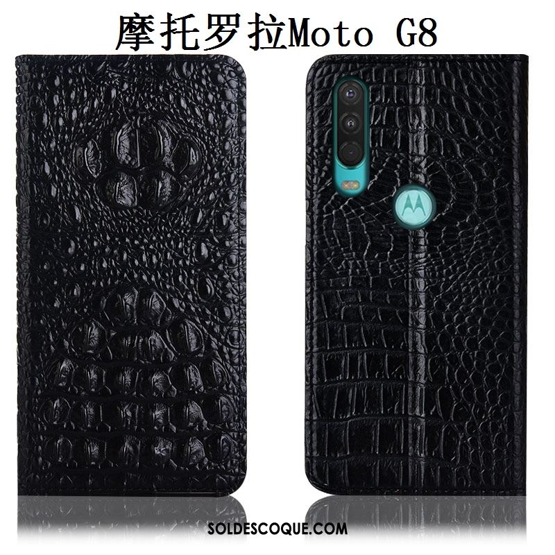Coque Moto G8 Cuir Véritable Incassable Étui En Cuir Téléphone Portable Noir En Ligne
