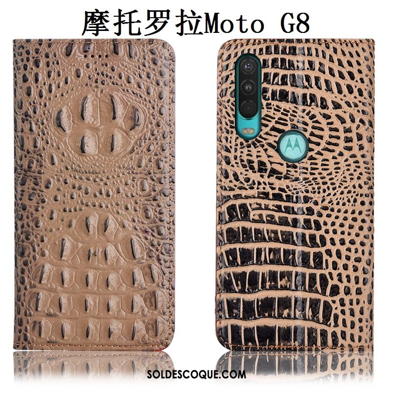 Coque Moto G8 Cuir Véritable Incassable Étui En Cuir Téléphone Portable Noir En Ligne