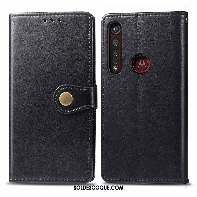 Coque Moto G8 Plus Business Similicuir Ornements Suspendus Étui En Cuir Rouge France