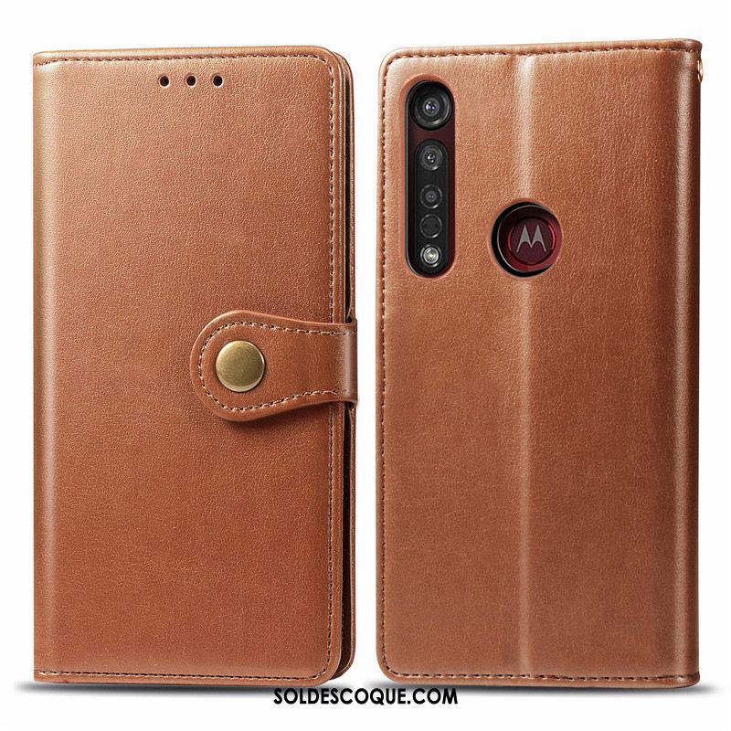 Coque Moto G8 Plus Business Similicuir Ornements Suspendus Étui En Cuir Rouge France