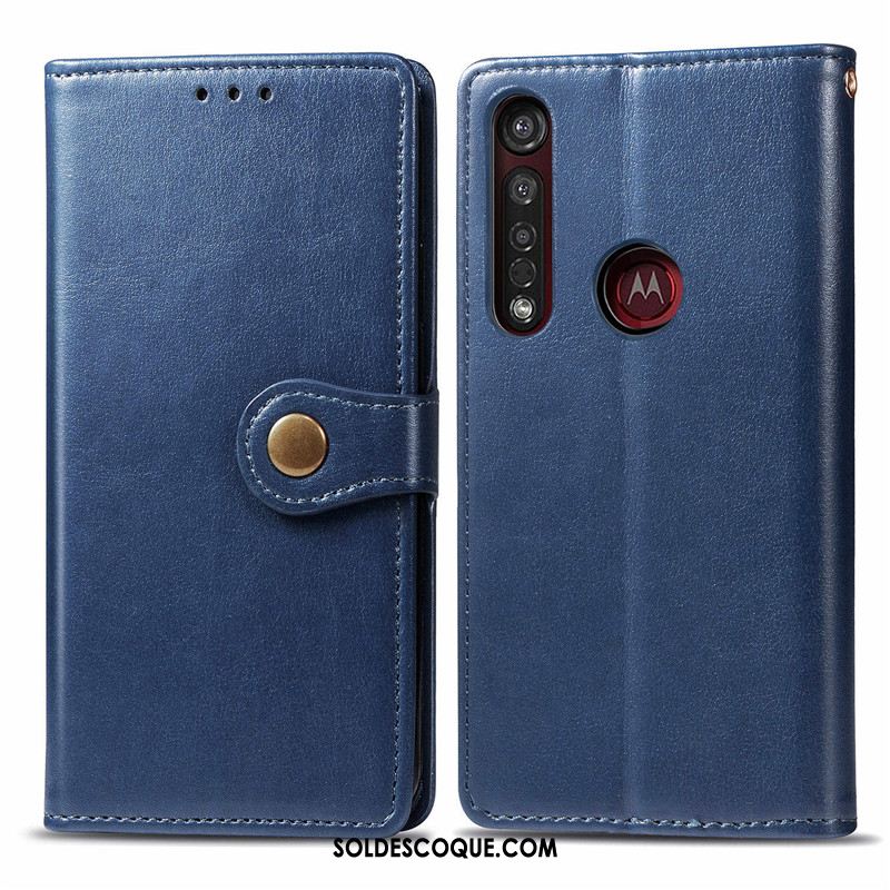 Coque Moto G8 Plus Business Similicuir Ornements Suspendus Étui En Cuir Rouge France