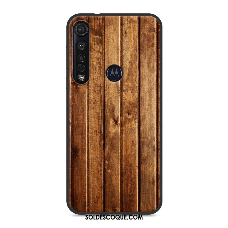 Coque Moto G8 Plus Délavé En Daim Grain De Bois Tendance Coque En Silicone Vent Pas Cher