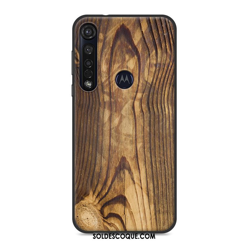 Coque Moto G8 Plus Délavé En Daim Grain De Bois Tendance Coque En Silicone Vent Pas Cher