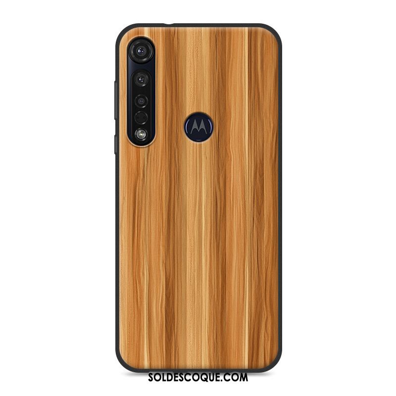 Coque Moto G8 Plus Délavé En Daim Grain De Bois Tendance Coque En Silicone Vent Pas Cher