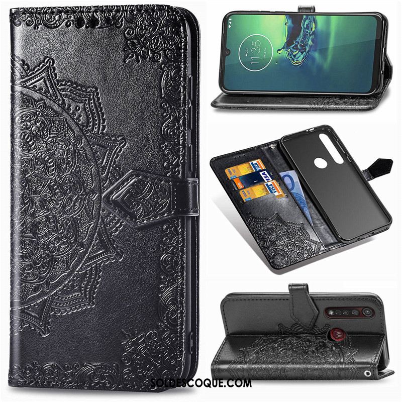 Coque Moto G8 Plus Gaufrage Étui Similicuir Protection En Relief Housse En Vente