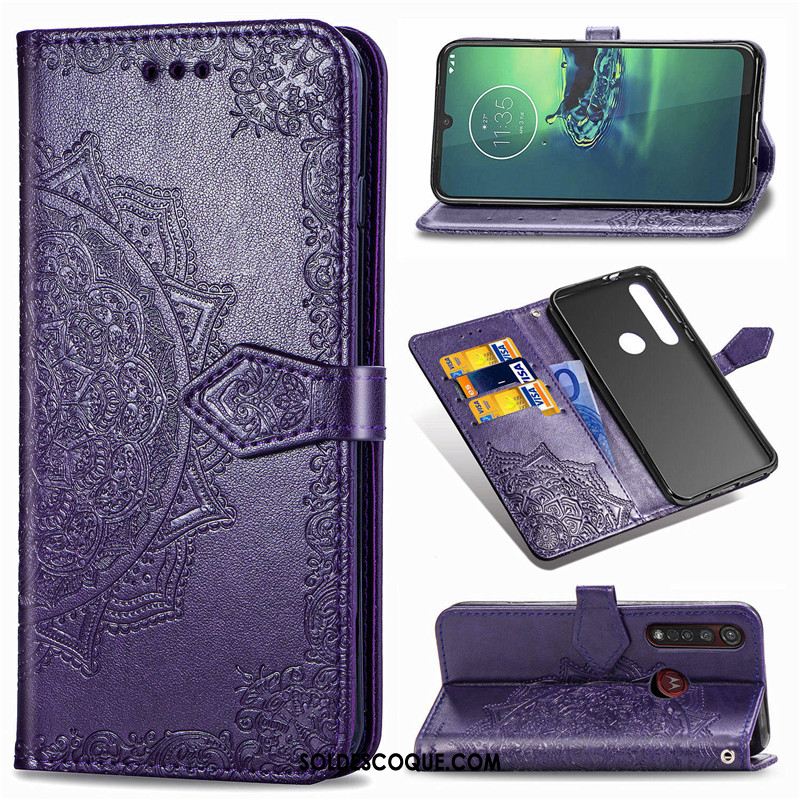 Coque Moto G8 Plus Gaufrage Étui Similicuir Protection En Relief Housse En Vente