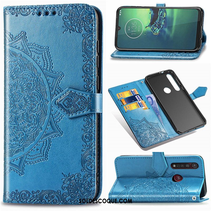 Coque Moto G8 Plus Gaufrage Étui Similicuir Protection En Relief Housse En Vente