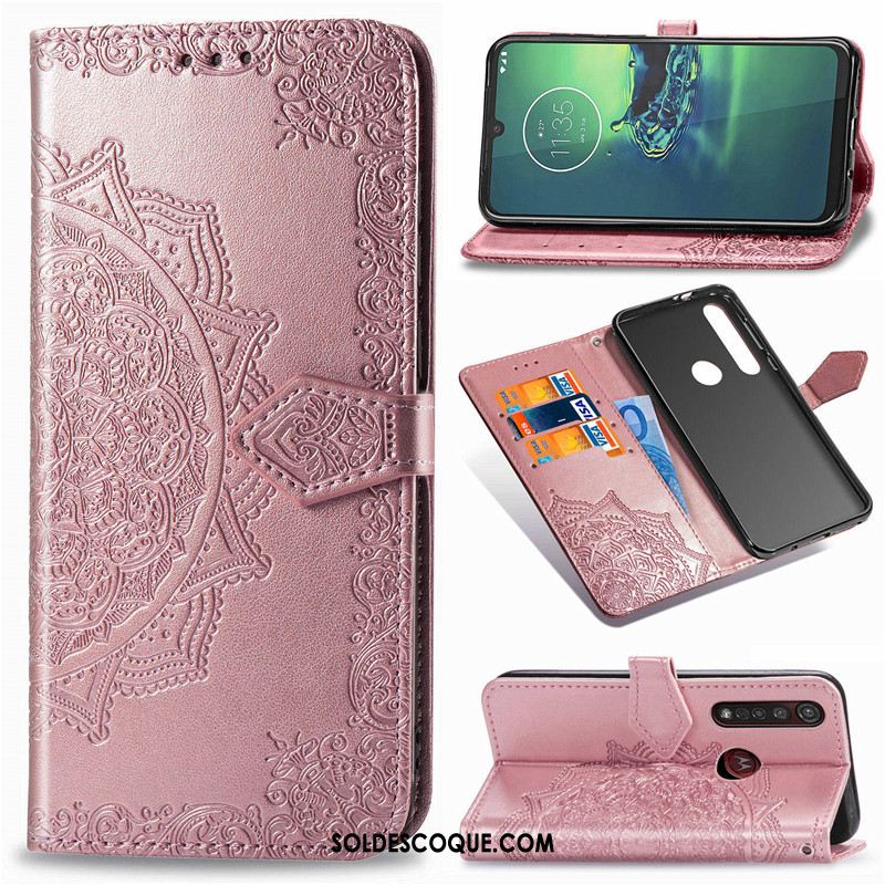 Coque Moto G8 Plus Gaufrage Étui Similicuir Protection En Relief Housse En Vente