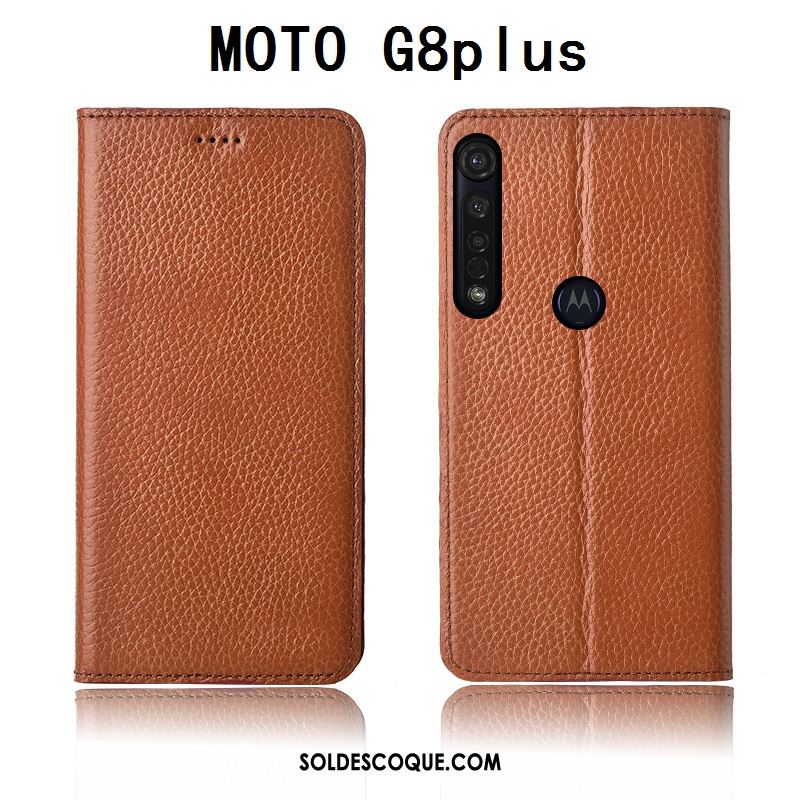 Coque Moto G8 Plus Nouveau Silicone Étui En Cuir Cuir Véritable Litchi France