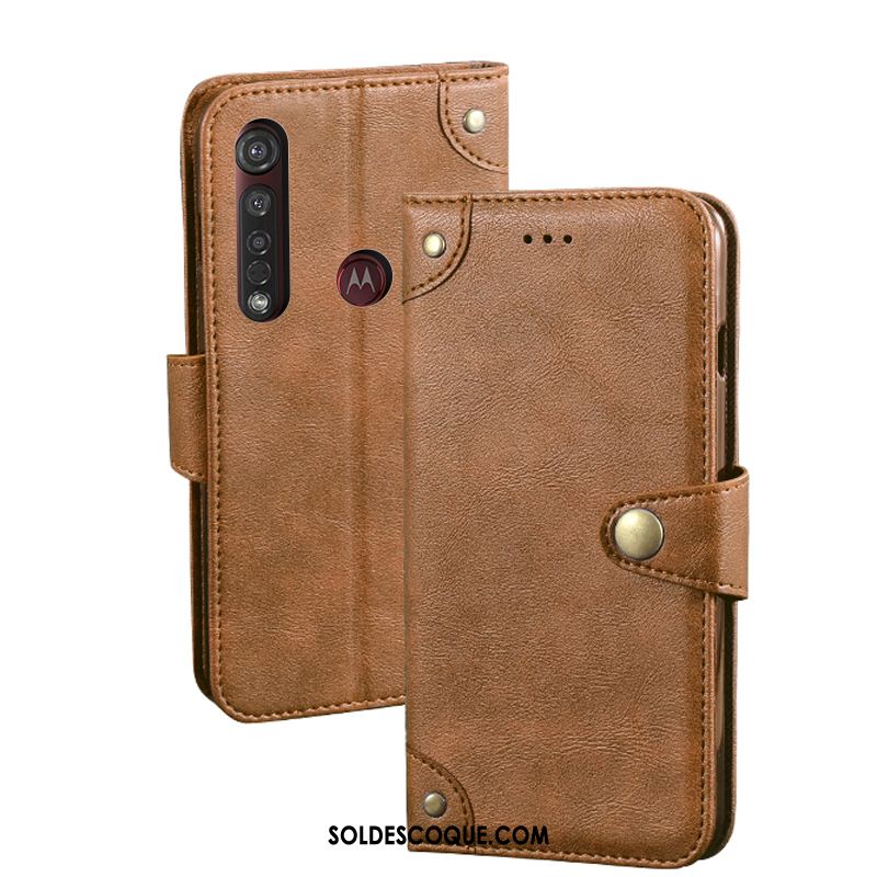 Coque Moto G8 Plus Portefeuille Téléphone Portable Étui En Cuir Carte Protection En Ligne