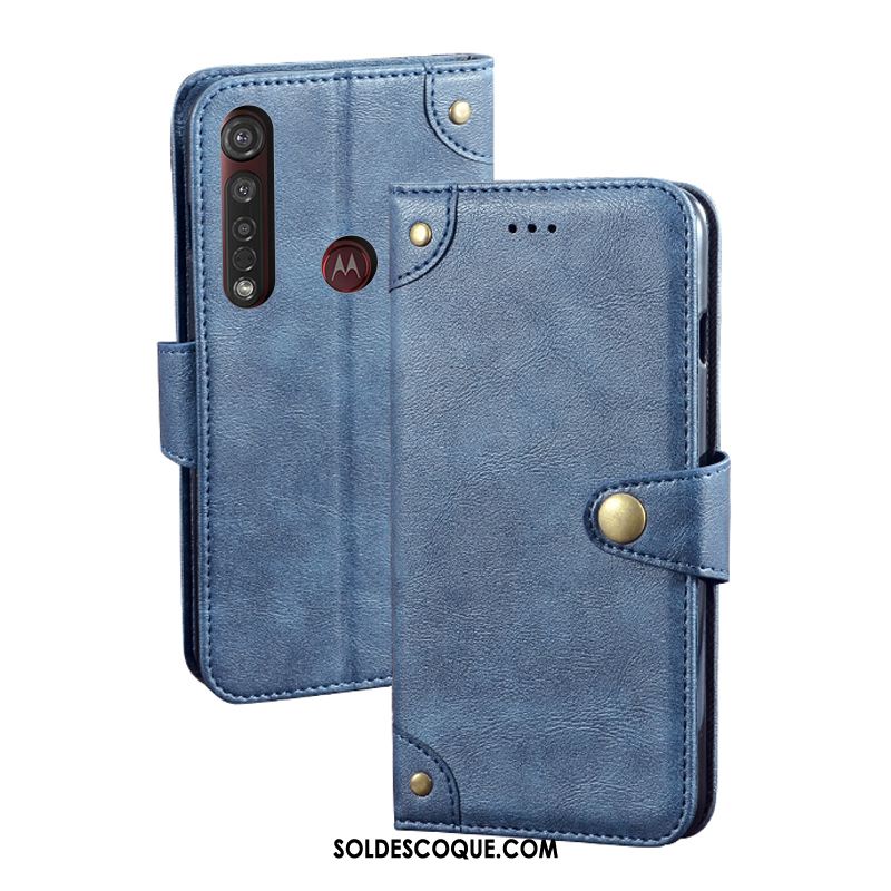 Coque Moto G8 Plus Portefeuille Téléphone Portable Étui En Cuir Carte Protection En Ligne