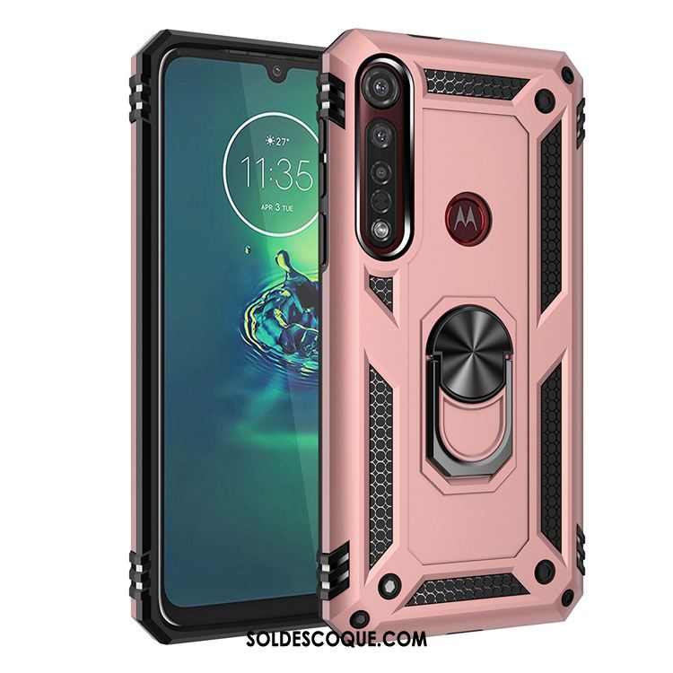 Coque Moto G8 Plus Support Rose Étui Fluide Doux Tout Compris En Vente