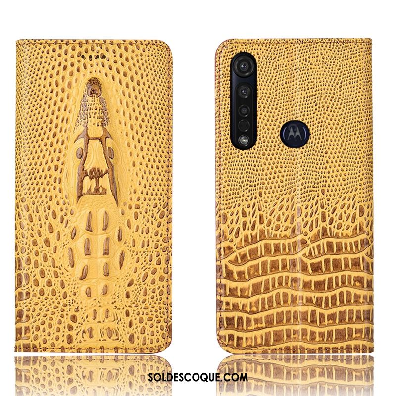 Coque Moto G8 Plus Tout Compris Cuir Véritable Téléphone Portable Crocodile Protection Pas Cher