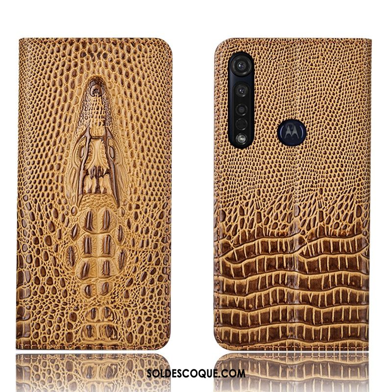 Coque Moto G8 Plus Tout Compris Cuir Véritable Téléphone Portable Crocodile Protection Pas Cher