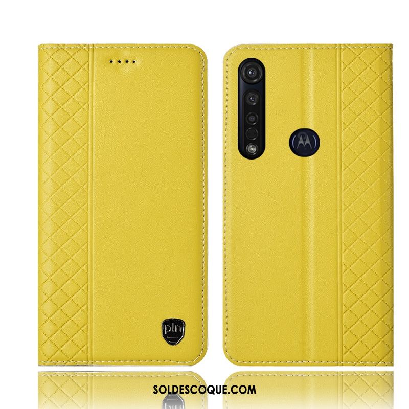 Coque Moto G8 Plus Étui En Cuir Incassable Jaune Tout Compris Protection En Vente