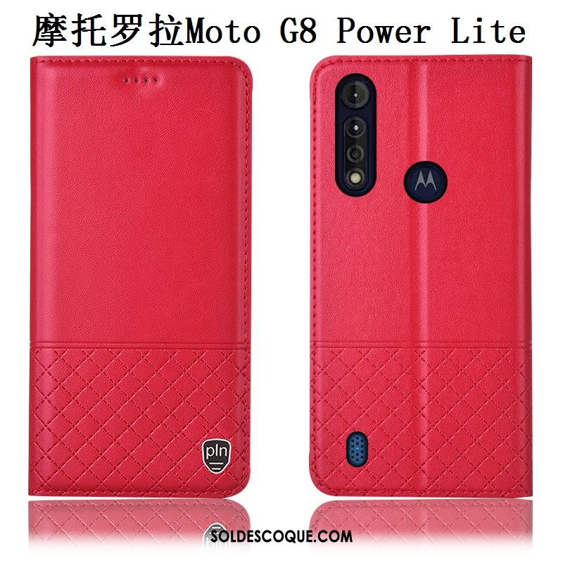 Coque Moto G8 Power Lite Incassable Téléphone Portable Étui En Cuir Cuir Véritable Bleu En Vente