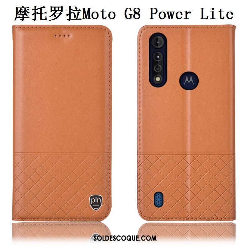 Coque Moto G8 Power Lite Incassable Téléphone Portable Étui En Cuir Cuir Véritable Bleu En Vente