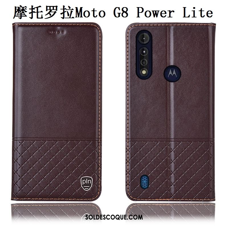 Coque Moto G8 Power Lite Incassable Téléphone Portable Étui En Cuir Cuir Véritable Bleu En Vente