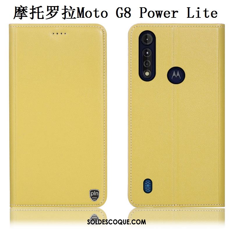 Coque Moto G8 Power Lite Modèle Fleurie Incassable Jaune Téléphone Portable Cuir Véritable France