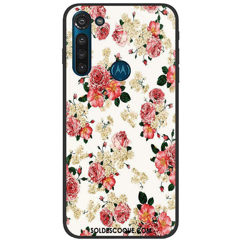 Coque Moto G8 Power Rose Tendance Pu Étui Délavé En Daim Soldes